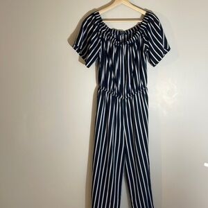 Ambiance Black‎ & White Striped Jumpsuit